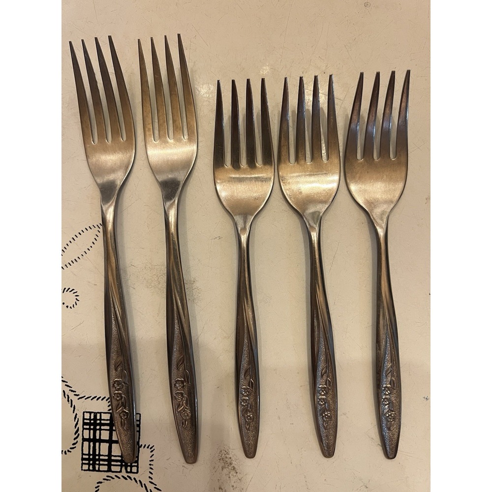 Superior Stainless USA Intl Silver Radiant Rose 2 Dinner Forks & 3 Dessert Forks
